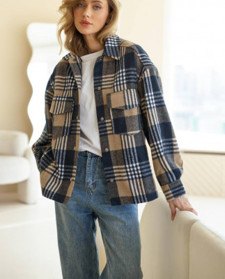 16 сорочка у клітинку байкова на кнопках